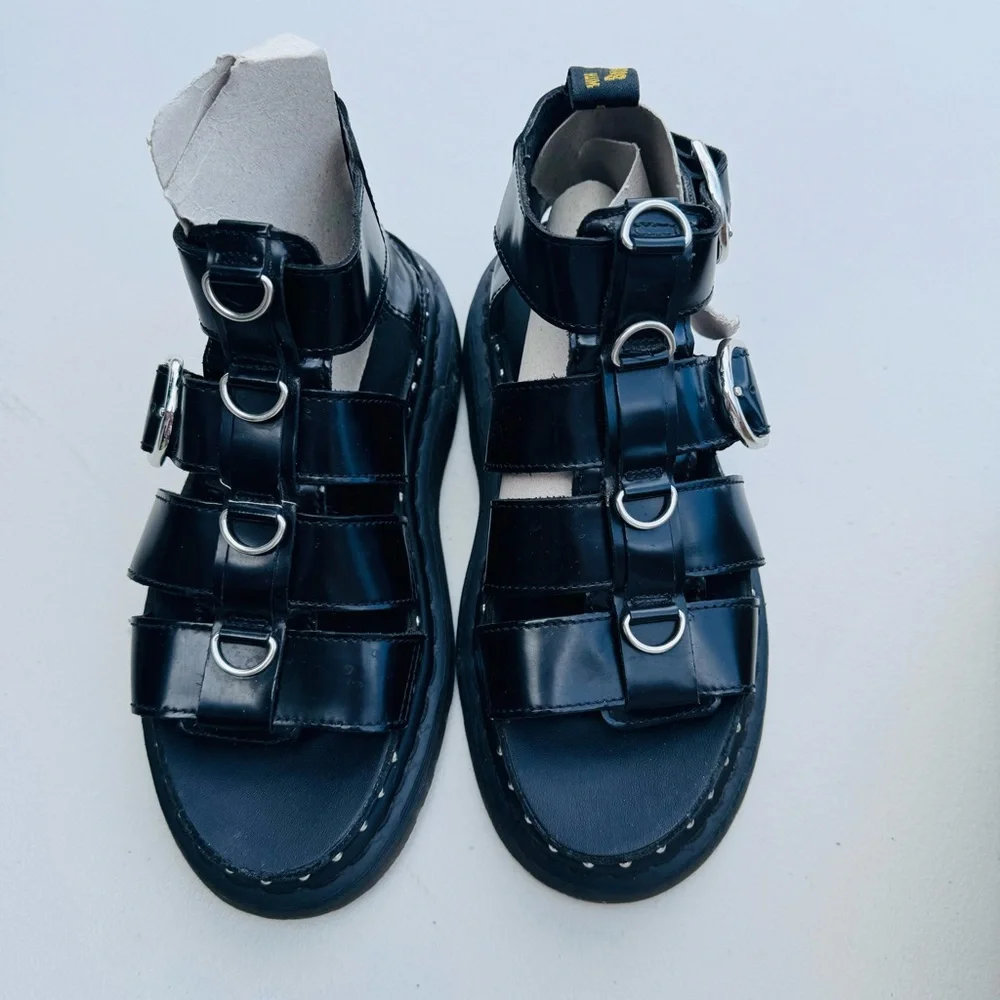 Dr Martens | Mackeye Black Buttero leather strap sandals - Picture 7 of 13